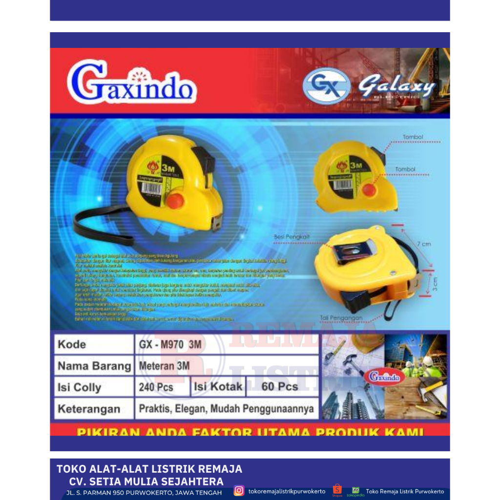 3M Magnetic Bagunan Meter / 3M Roll Meter Good Gaxindo M-913713