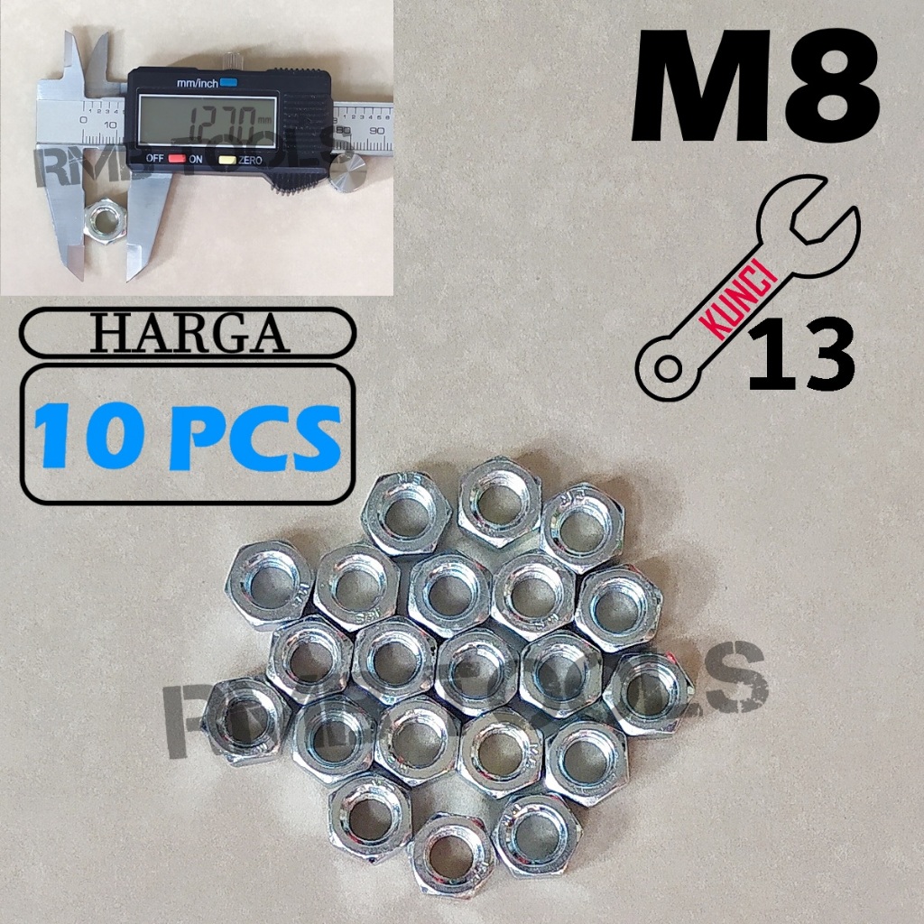 M8 HEX WHITE GALVANIZED KEY 13 PITCH 1.25