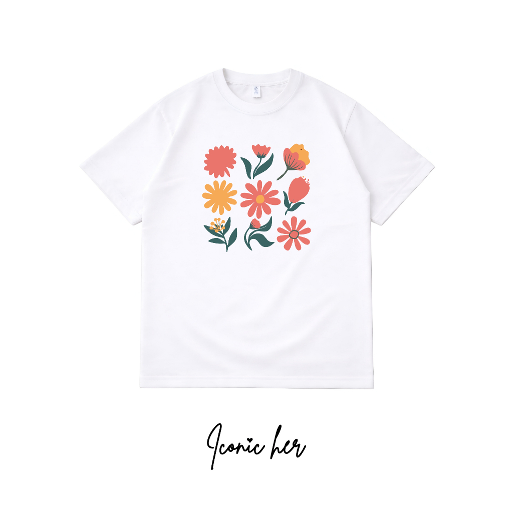 KATUN Iconic Her Womens Premium Cotton 9 Flower T-Shirt