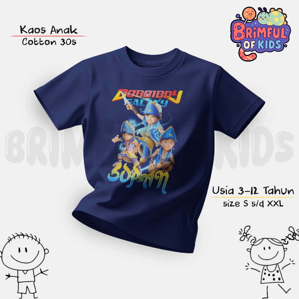 Boboiboy Galaxy Polite Baraju เสื้อยืดเด็ก / Bobi Boy Galaxy Baraju Polite Kids Top