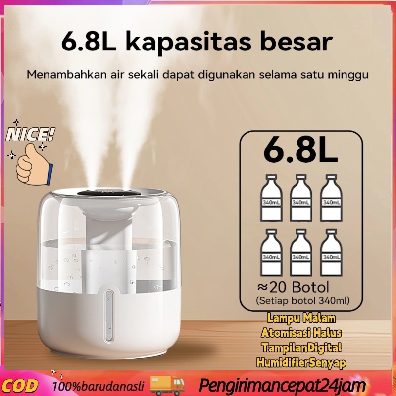 CLEARANCE Humidifier 6.8L Ultrasonic - เครื่องฟอกอากาศ, Aromatherapy Diffuser, LED Night Light, Type