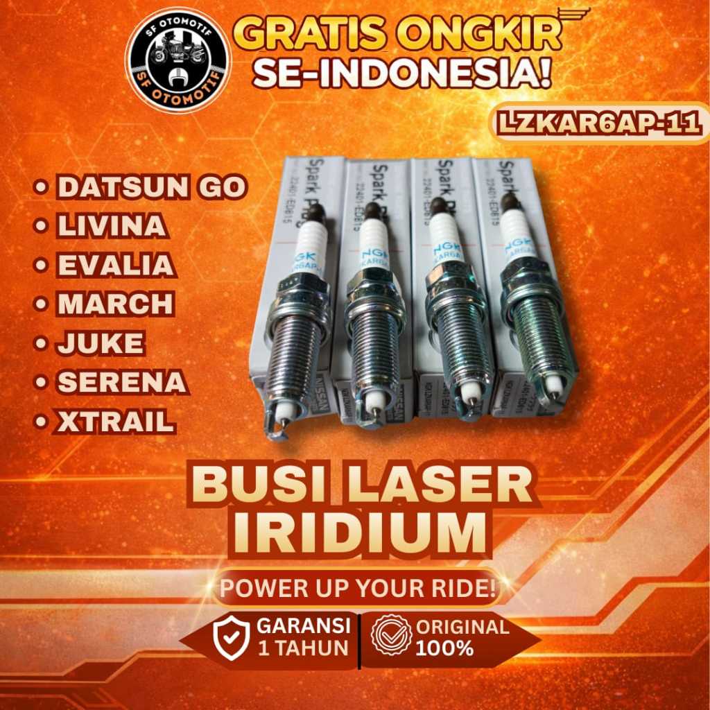 IRIDIUM CAR SPARK PLUG (LZAKR6AP-11) ORIGINAL NISSAN LIVINA/DATSUN GO/JUKE/XTRAIL/EVALIA - ORIGINAL 