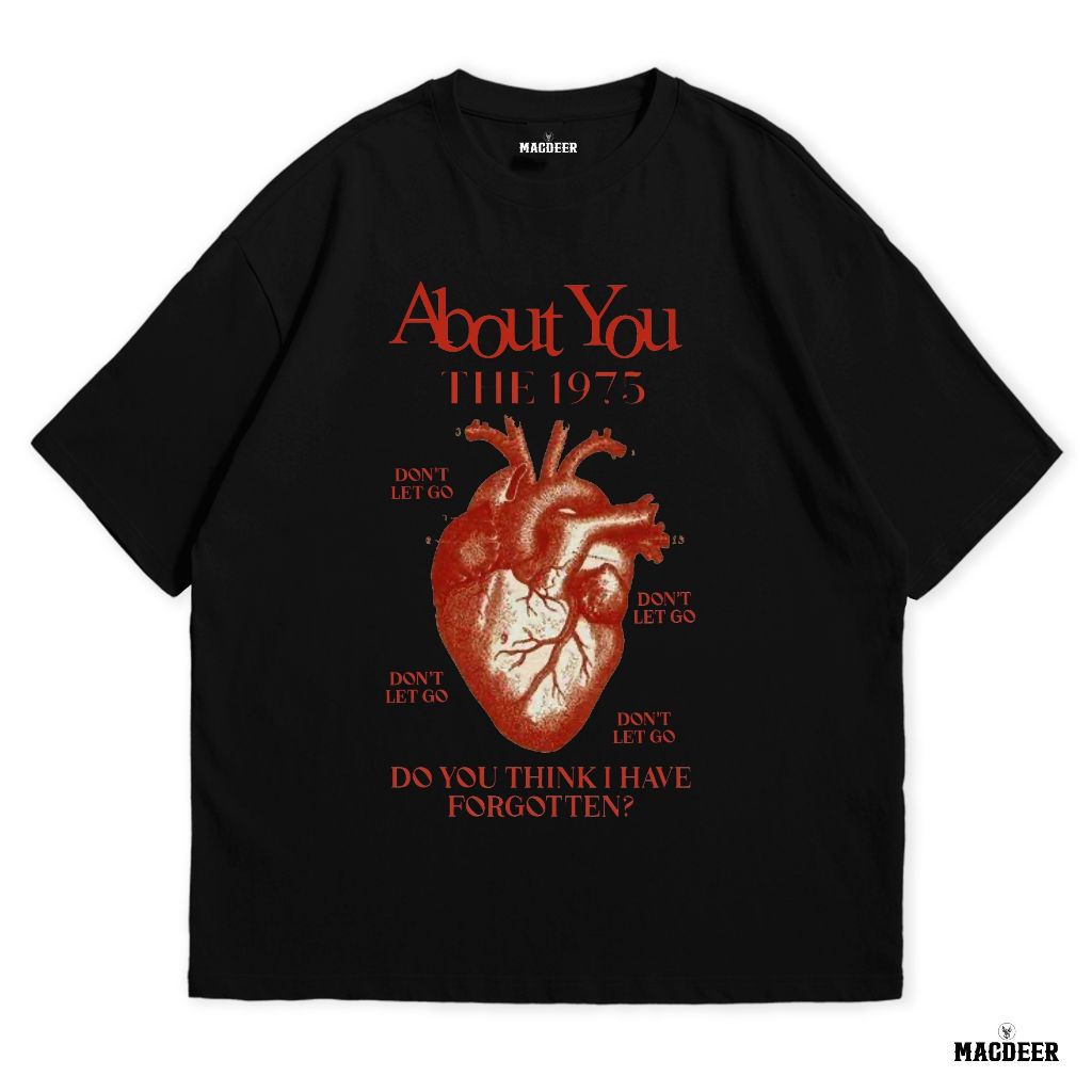 MACDEER เสื้อยืดวง Oversize The 1975 เสื้อยืดสีดําปกติ THE1975 1-12