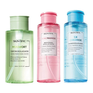 SKINTIFIC MICELLAR WATER CLEANSING OIL 200ML 300ML 400ML 5X CERAMIDE NIACINAMIDE MUGWORT PURIFYING PEMBERSIH MAKEUP AIR MISELAR MAKE UP REMOVER SKINTIFIK CALM DOWN GENTLE ALCOHOL FREE DERMATOLOGY TESTED.SENSITIVE SKIN REMOVE MAKEUP CENTELLA DEEP CLEANSING