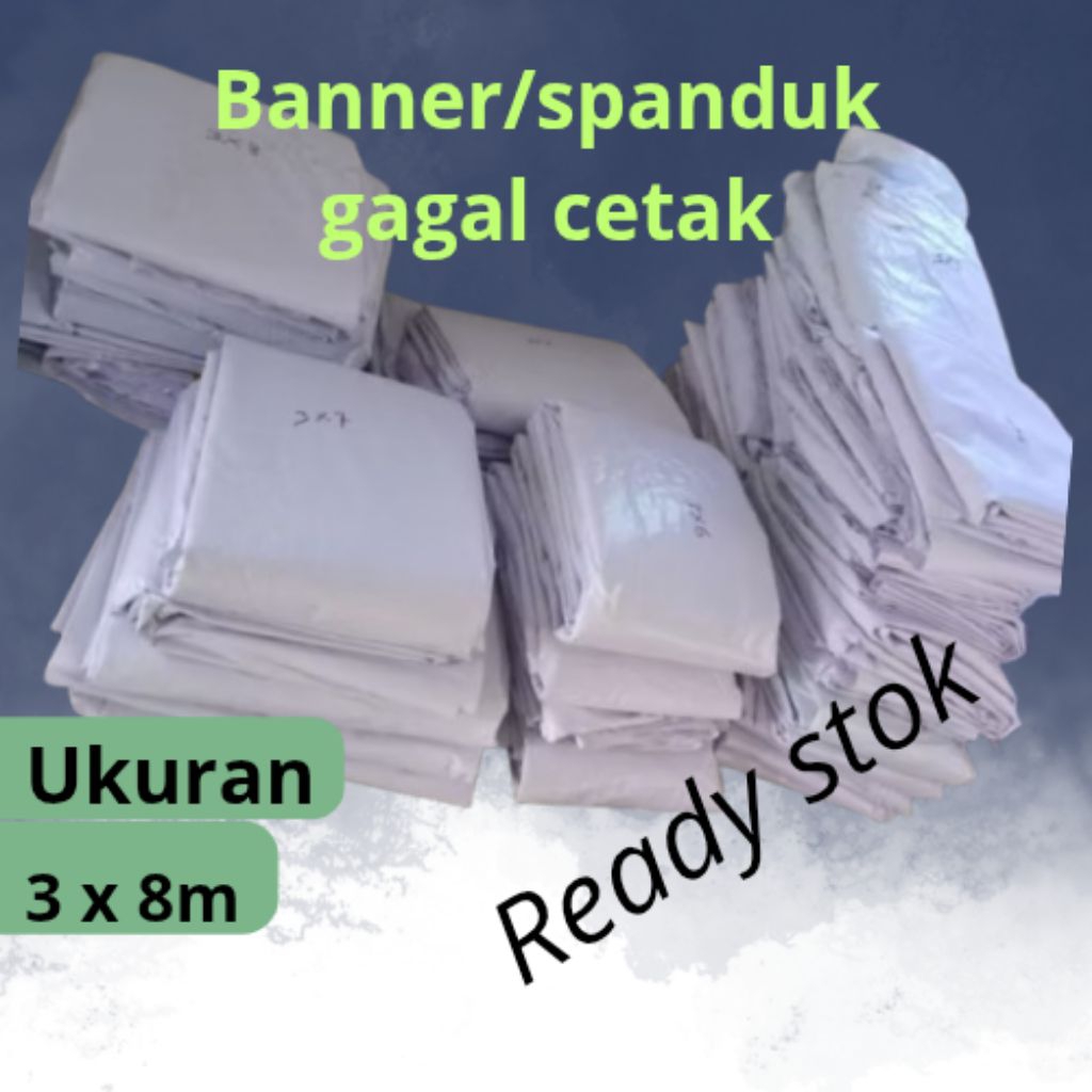 PLAIN WHITE BANNER 3 X 8M FLEXI KOREA 600 GSM