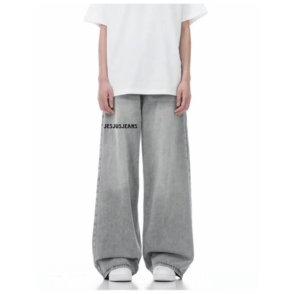 กางเกงยีนส์ Unisex Baggy Jeans กางเกง Baggy Jeans Oversize Skena Denim Jeans Loose Mens and Womens J