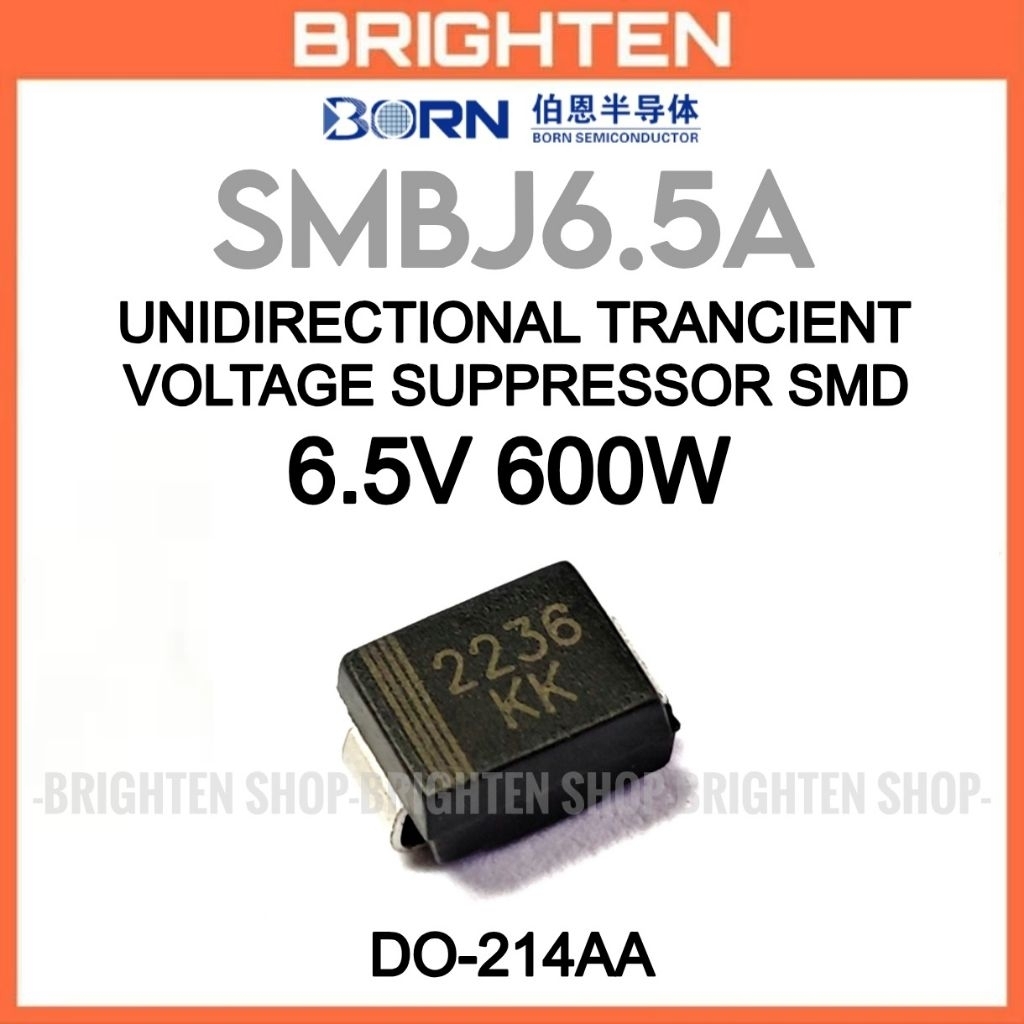 SMBJ6.5A Unidirectional Trancient แรงดันไฟฟ้า Suppressor SMD 6.5V 600W TVS เครื่องหมายไดโอด KK