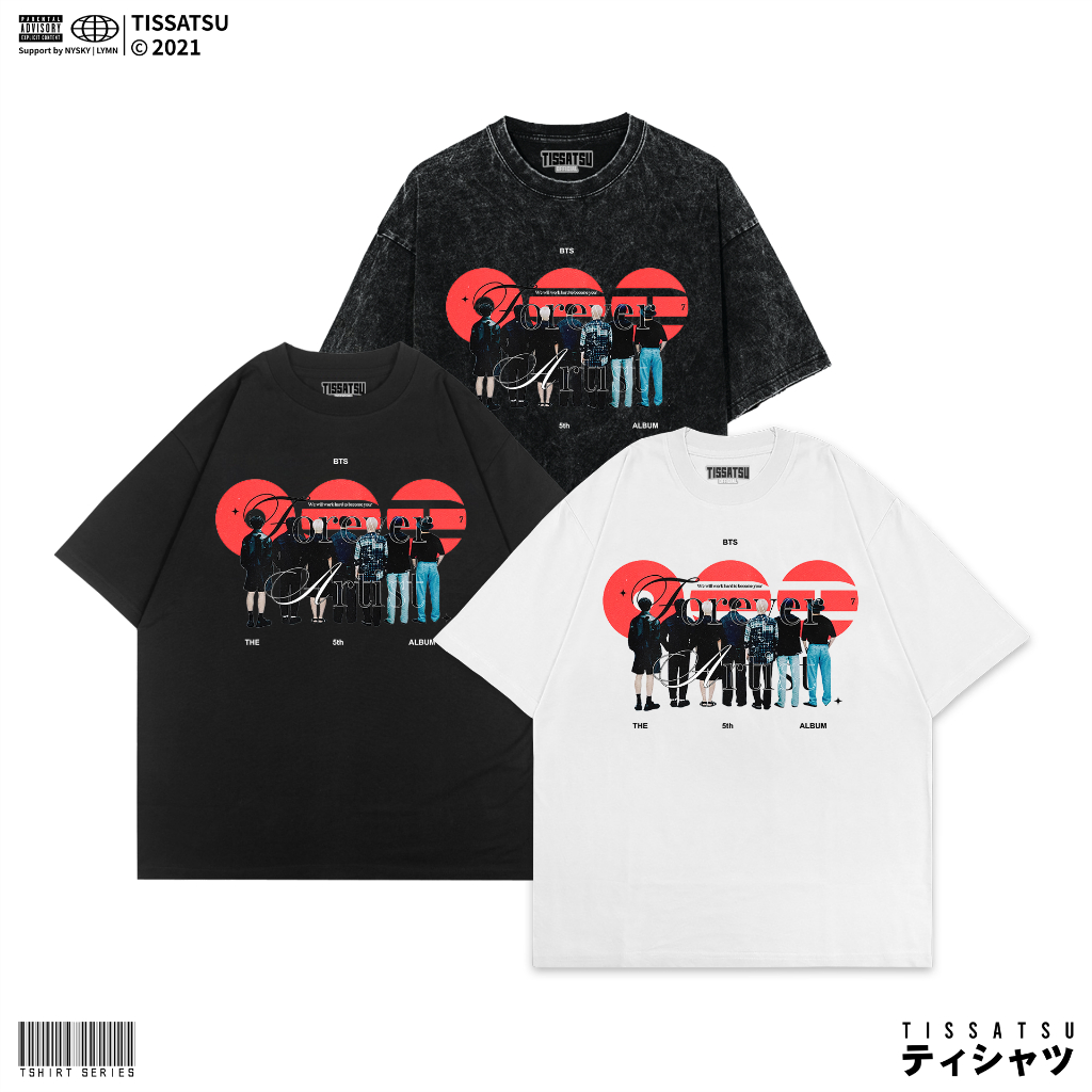 TISSATSU BTS Forever Oversize Washed T-Shirt / เสื้อยืด Kpop Wash Slimfit / BTS-2