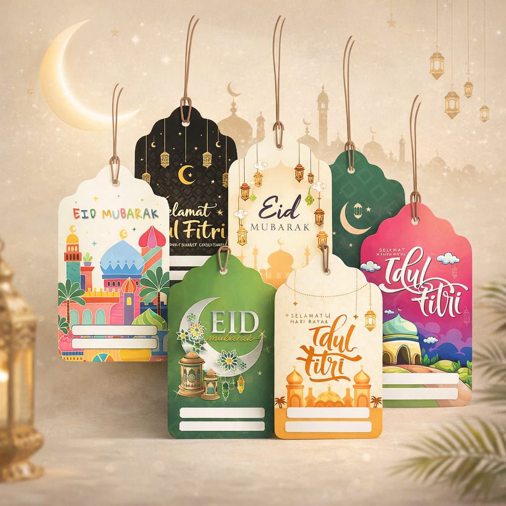 10 ชิ้น Eid Hantag/Eid Hantag ฟรีเชือก 2026/Latest Hampers Tag 2026/ของที่ระลึก Hantag