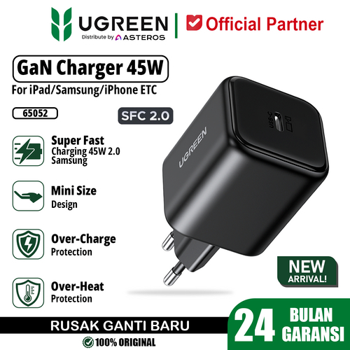 UGREEN 65052 N SERIES GAN 45W เครื่องชาร์จสีดํา ADAPTER