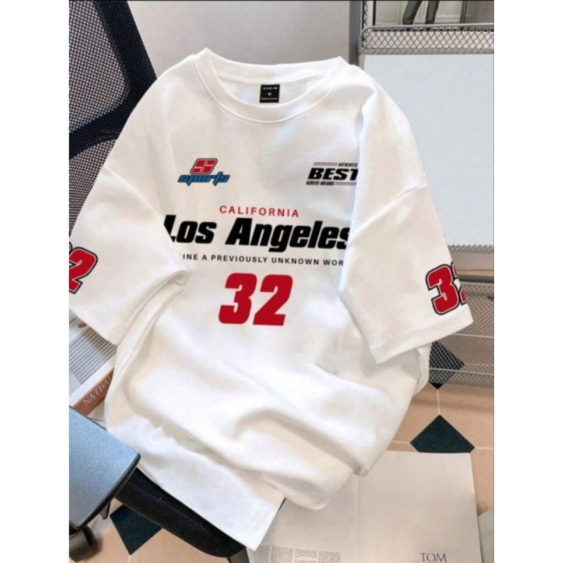 KATUN EJK ขนาดใหญ่ 8XL ขนาดใหญ่พอดีปกติ Tshirt (California Los Angles) ผ้าฝ้ายหนาหวีพิมพ์ Streetwear