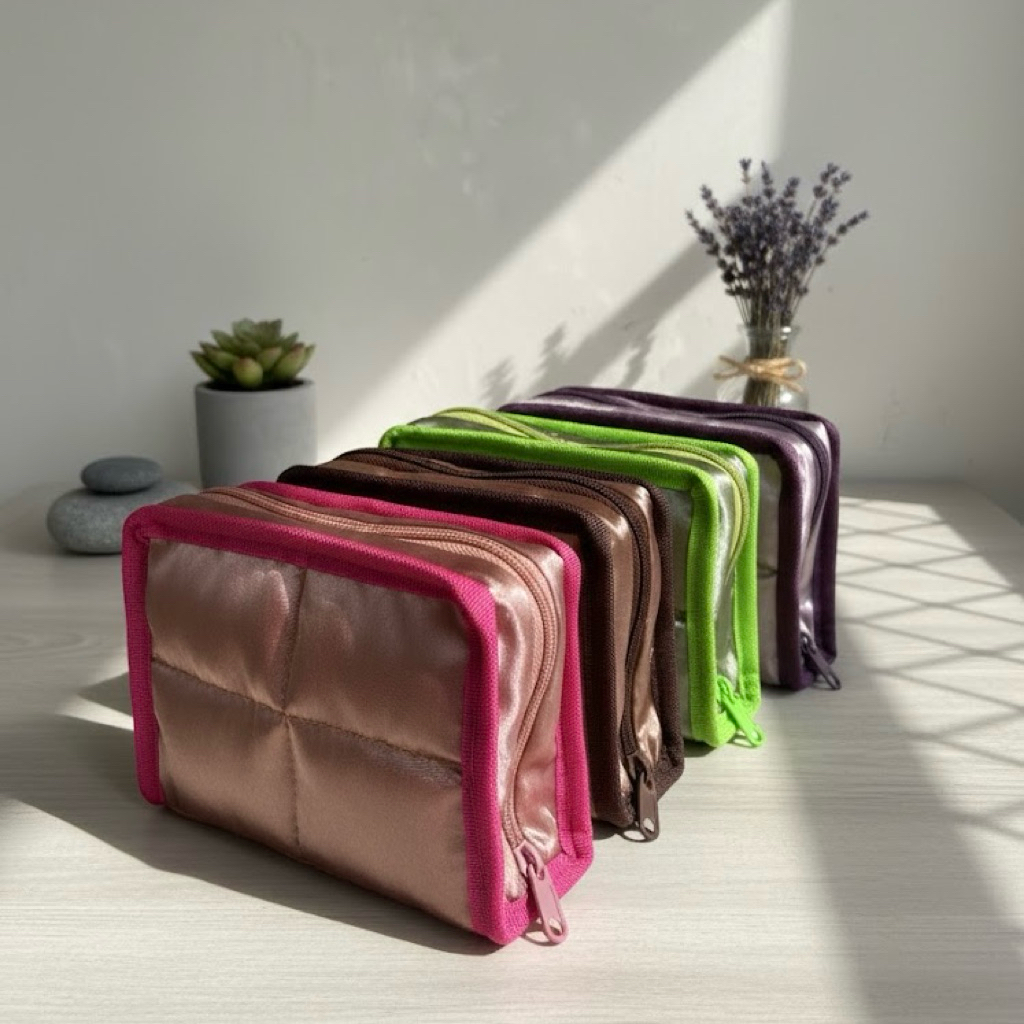 Multifunctional Puffy Pouch / Puffy MakeUp Pouch / FREE KEYCHAIN