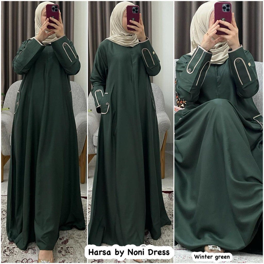 อาหรับ Daster Noni Dress HARSYA Maxi Dress Gamis Twill Premium By Noni