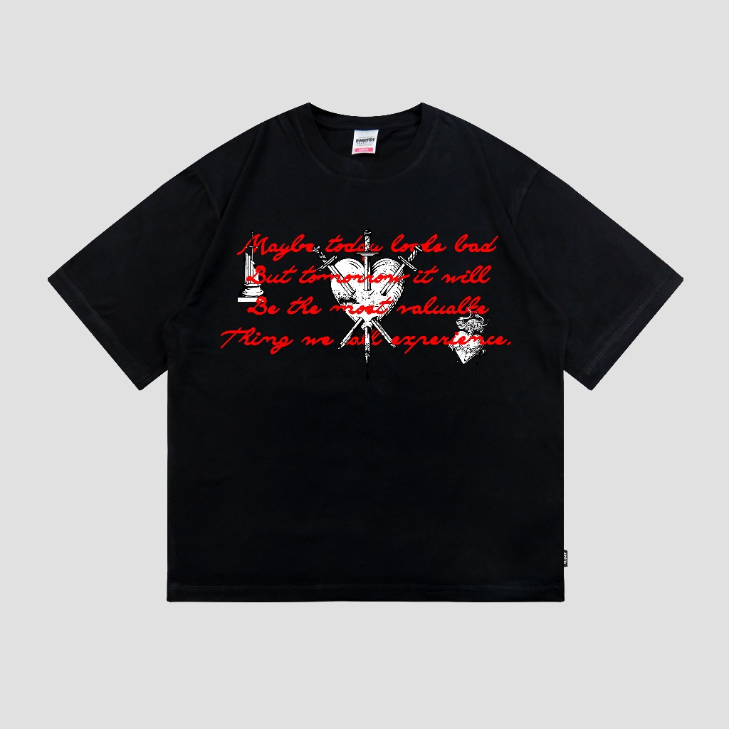 EMEFDI TSHIRT OVERSIZE รหัส HEARTED BLACK - COTTON OVERSIZE TSHIRT