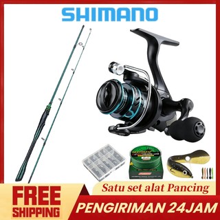 SHIMANO Set Pancing Laut & Air Tawar Joran Karbon Berongga 2 Bagian Tipe M 1.65/1.8/2.1m Dilengkapi Rol HZ Logam 1000-7000 Dua Jenis Pegangan Bisa Dipilih