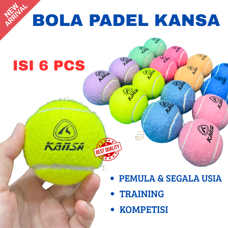 Kansa สีสัน Padel Balls เนื้อหา 6 ชิ้นลูกเทนนิส Coaching Balls สีชมพูสีม่วงสีเขียว Padel Ball Tourna