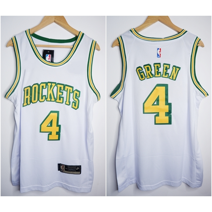 พรีเมี่ยมนําเข้า ROCKETS 4 JALEN GREEN CLASSIC EDITION เสื้อฟุตบอลบาสเก็ตบอลสีขาว 22/23