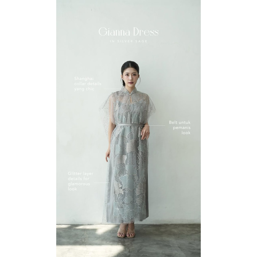 RENTAL | RENT Gianna Dress Silver Sage Grey by aura label สําหรับงานหมั้น