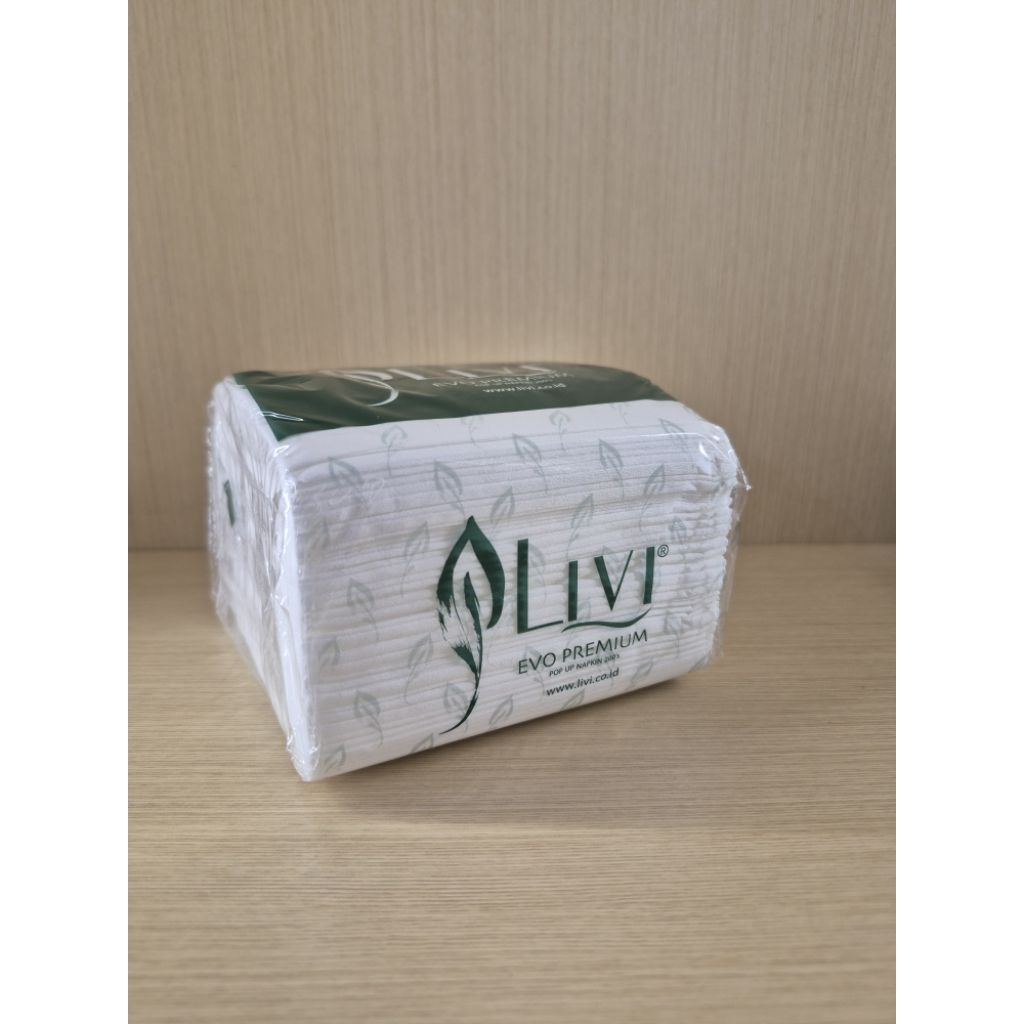 TISSUE POP UP NAPKIN 200s 2ply LIVI ยี่ห้อ, LIVI EVO PREMIUM POP UP NAPKIN 200S, SOLD PER PC