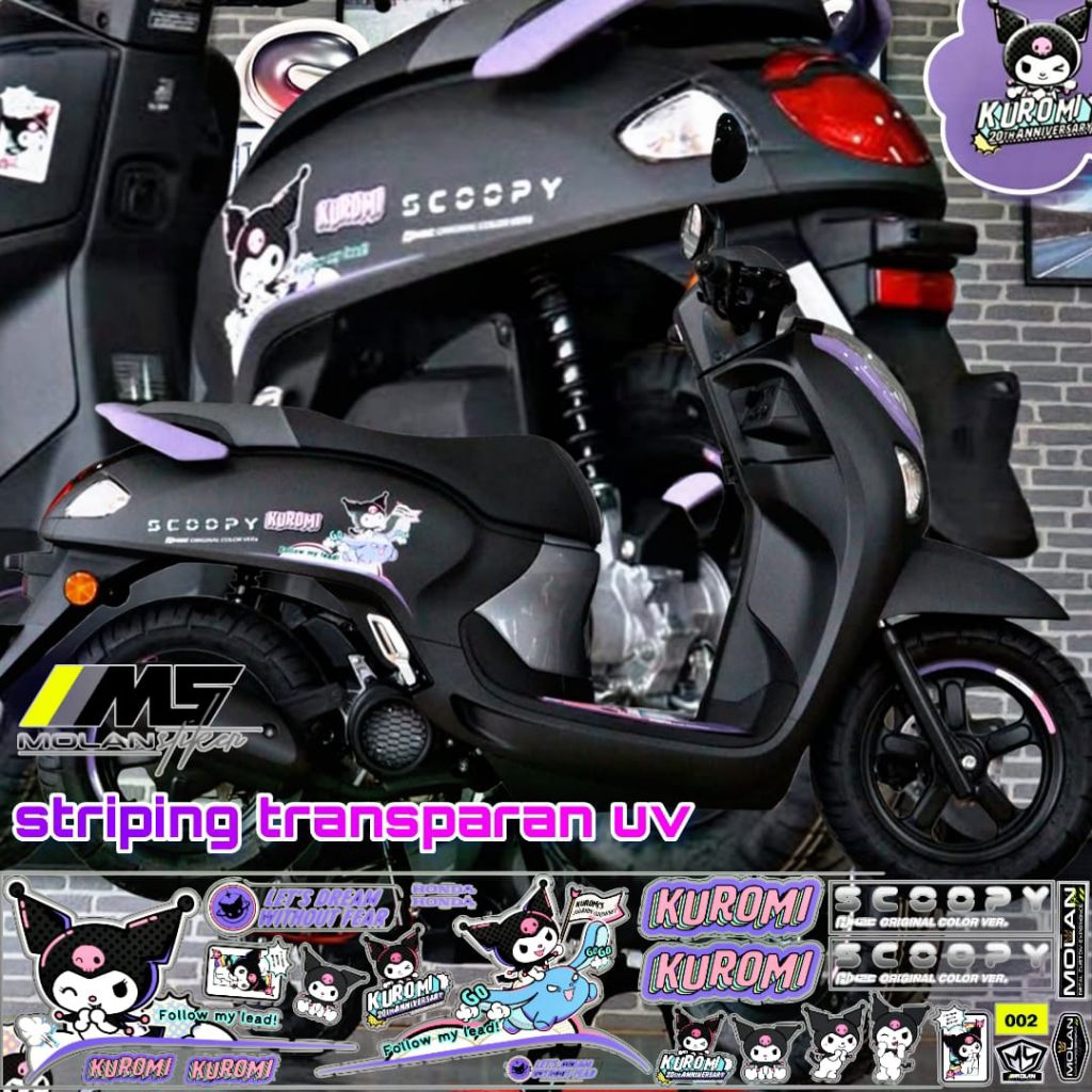 Decal สติกเกอร์ Striping Variation โปร่งใส Uv Scoopy Kuromi ใหม่ Scoopy Limited Edition Kuromi Scoopy Gen 5 Scoopy Gen 4 Scoopy Gen 3 Scoopy Fi Gen 2 Scoopy Karbu Gen 1 Decal Scoopy Lis Scoopy โปร่งใส Striping ตัดสติกเกอร์ Scoopy Animation วันเปซ 3