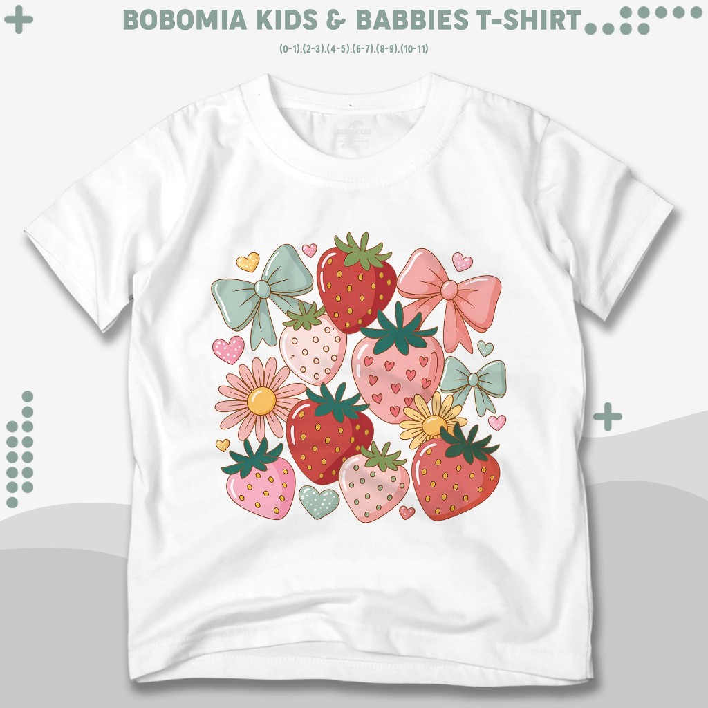 Bobomia Strawberry Coquette เสื้อยืดเด็ก I Distro เสื้อผ้าสําหรับเด็กทารกวัยรุ่น (0-10 ปี) - เสื้อเด
