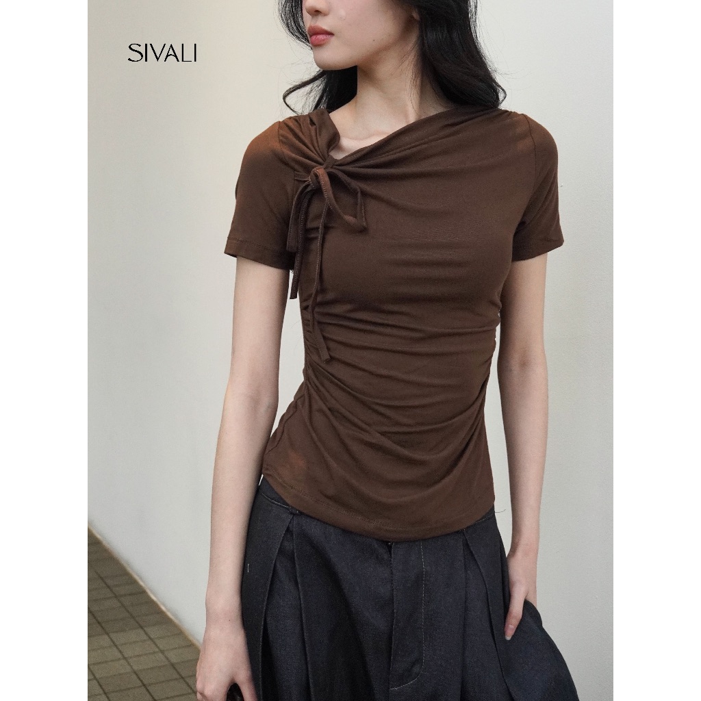 SIVALI Jen Top - เสื้อลุคเกาหลีแขนสั้นผู้หญิงอินเทรนด์ล่าสุด || 1981