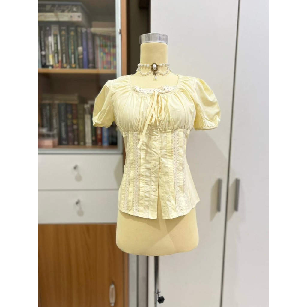 Coquette Milkmaid Top Kawaii Dollette สีเหลือง