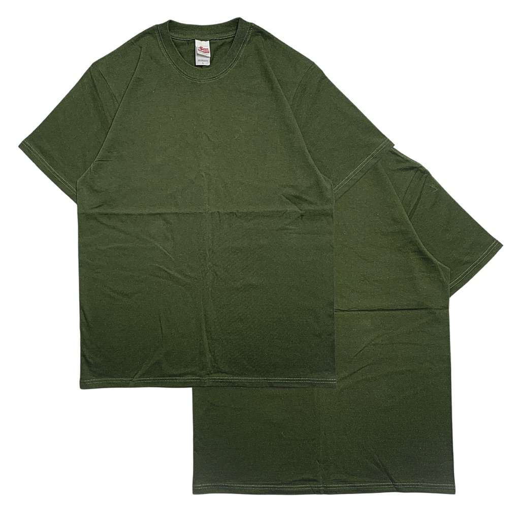 HIJAU ARMY เสื้อยืดธรรมดาสีเขียวผ้าฝ้ายหนัก 20s body fit