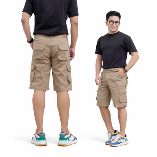 District - Celana Pendek Cargo Pria Twill Stretch Combed Short Pants Premium (Size 28–38)