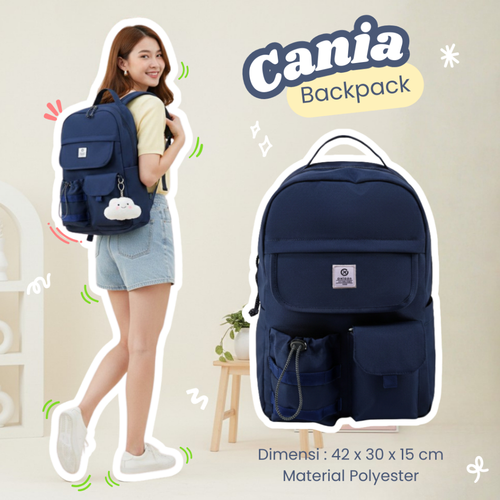 กระเป๋าเป้สะพายหลังแล็ปท็อปผู้หญิง Oxigen Cania กระเป๋าเป้สะพายหลังโพลีเอสเตอร์ผ้าคลุมกันฝนฟรี