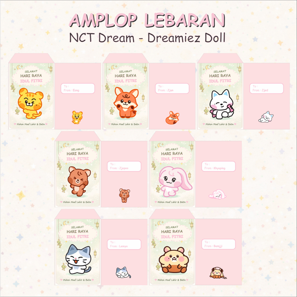 Eid Envelopes / THR / ซองหล่อ NCT Dream Line Friends Kpop K-pop Custom Name Writing Dreamiez Doll Ma