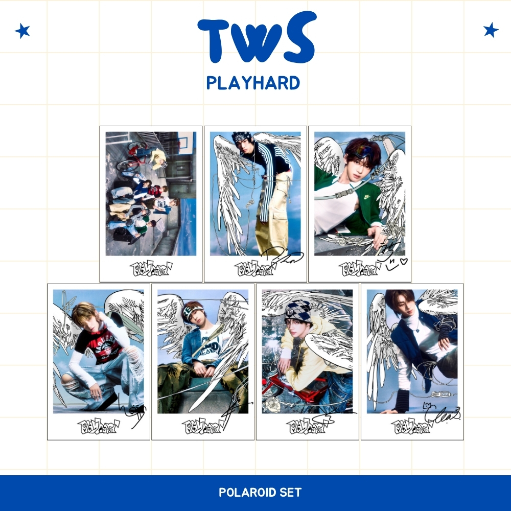 HOLOGRAM POLAROID TWS PLAY HARD 7 ชิ้น KPOP UNOFFICIAL DOHOON HANJIN JIHOON KYUNGMIN SHINYU YOUNGJAE