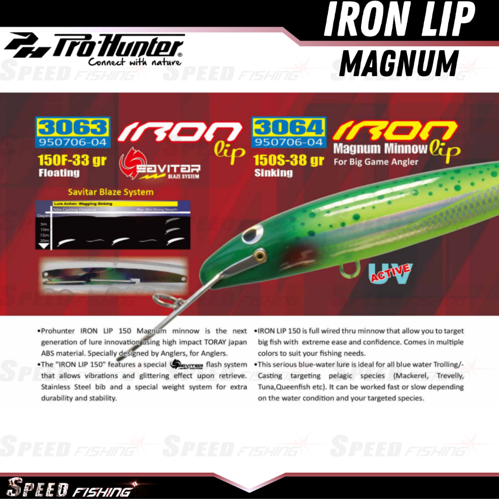 Lure Pro Hunter Iron Lip Magnum 150 F Minnow Trolling