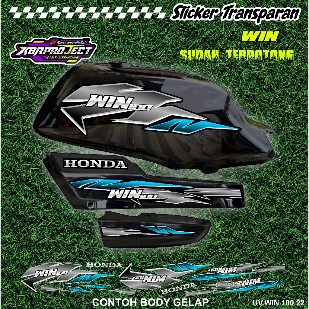WIN 100 COOL PREMIUM TRANSPARENT สติ๊กเกอร์ HONDA RACING 22 สติ๊กเกอร์ LINES ALREADY CUT
