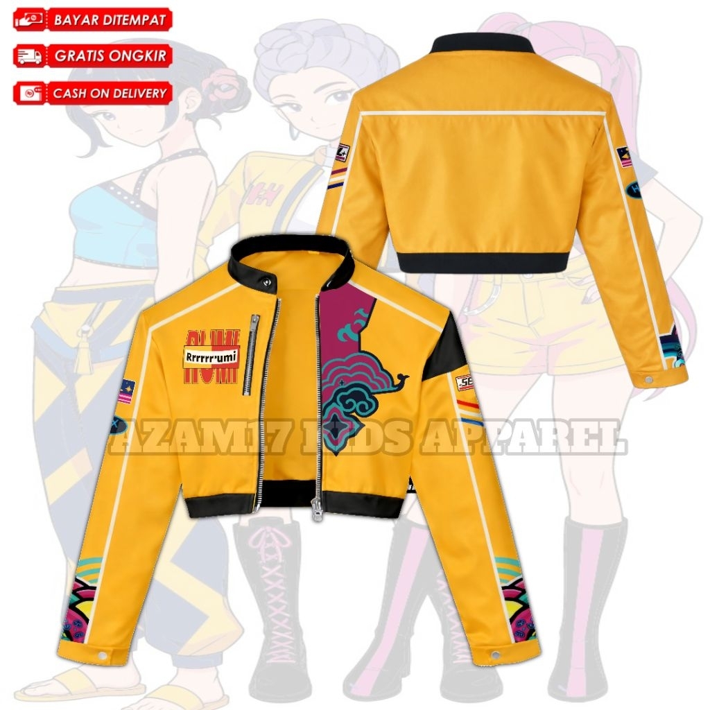 KPop Demon Hunters Huntrix Rumi ตัวละครเด็ก Crop Top Jacket / Rumi Huntrix KPop Demon Hunters เสื้อแจ็คเก็ตซิปเด็ก