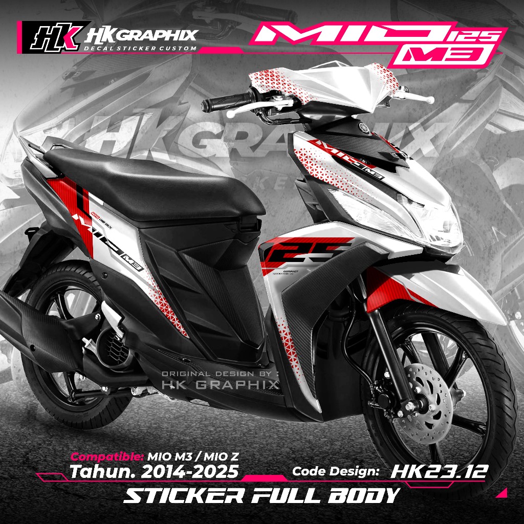 Yamaha Mio M3 Mio Z Mio i 125 Full Body Decal สติกเกอร์ Fullblock Premium Design สีขาวฐานสี Livery M