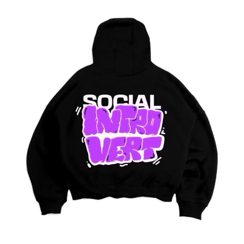 Adaptive Hoodie Boxy Oversize SOCIAL INTROVERT 280-300Gsm Unisex Men-Women