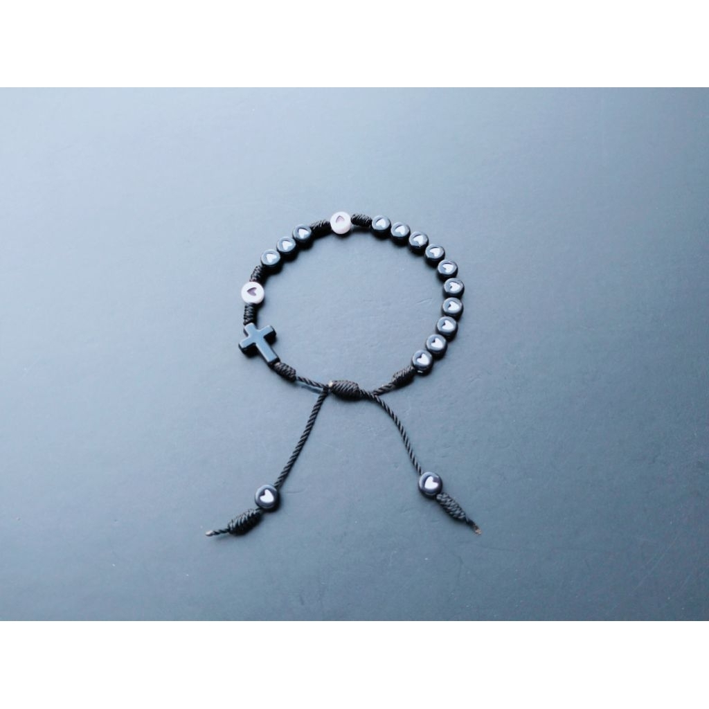 G1598 ACRYLIC BEAD CROSS ROSARY BRACELET