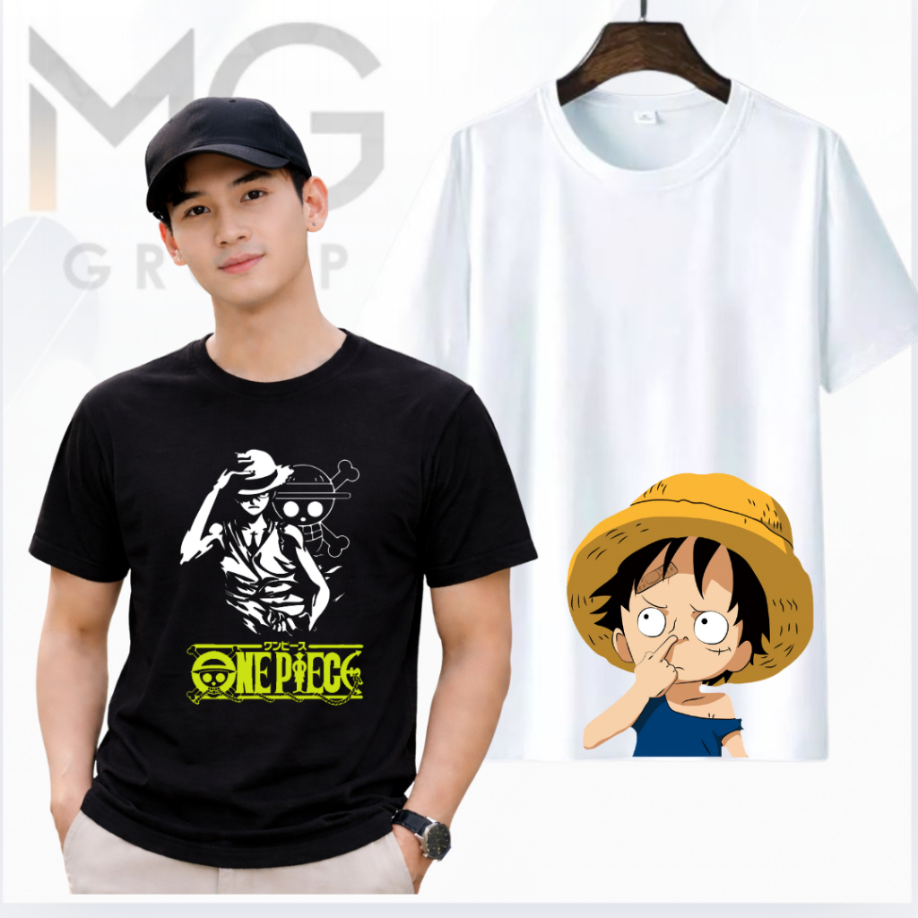 Mantap Grosir - Black One Piece Luffy T-Shirt - One Piece Luffy Black Anime T-Shirt - เสื้อยืดเด็ก O