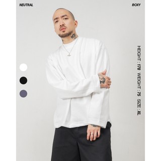 Neutral Cotton Cloud Long Slevee Boxy Tshirt Coolbreeze | 290 GSM