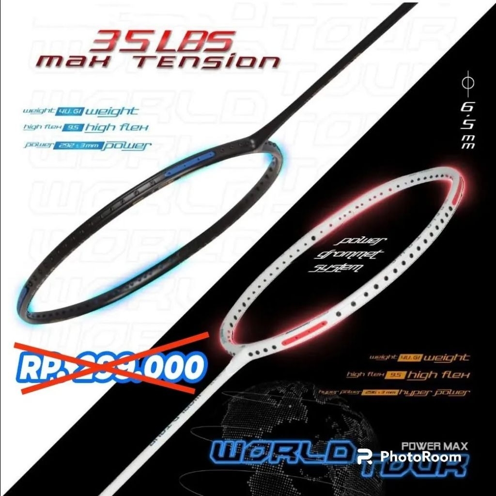 POWERMAX World Tour 4U 35lbs ไม้แบดมินตันพร้อมใช้งาน