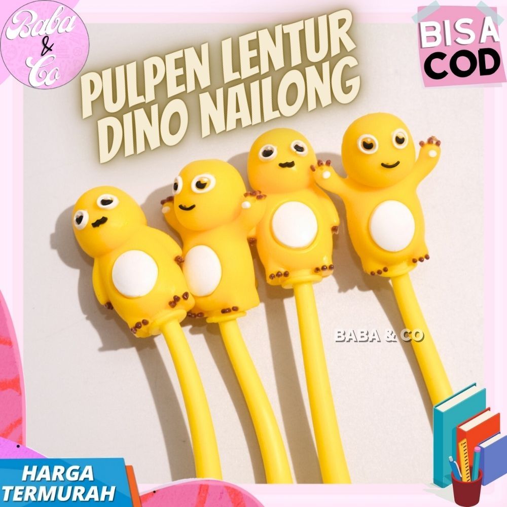 DINO NAILONG ปากกายืดหยุ่นปากกา DINO NAILONG ELASTIC สีเหลืองน่ารัก UNIQUE น่ารักน่ารัก FLEXIBLE NAI