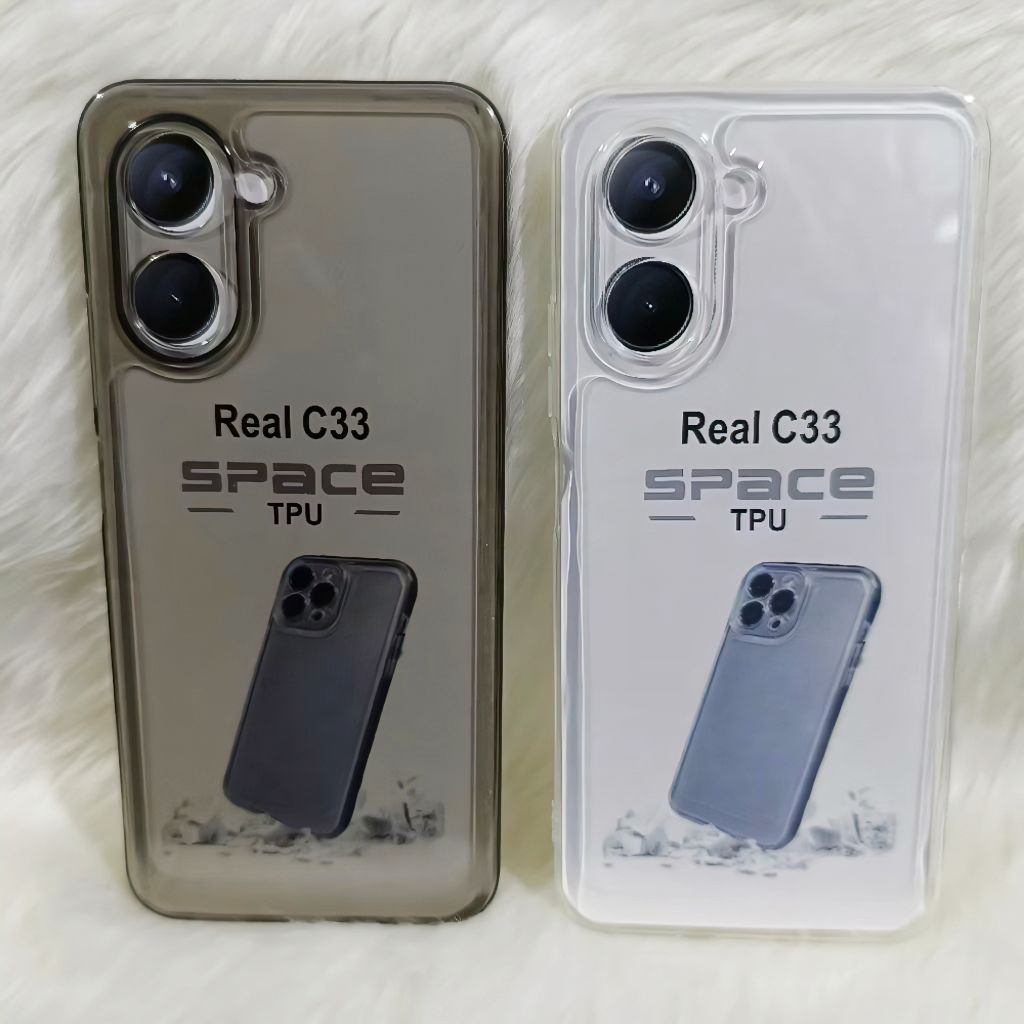 เคสนิ่ม Original Space Transparent Realme C33 Silicone+Protec Camera สีดําใส