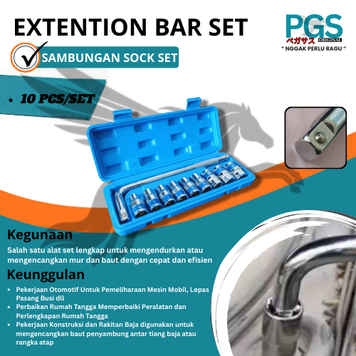 PGS ชุดประแจซ็อกเก็ต 1/2" 10 ชิ้น - กล่องพลาสติกชุดซ็อกเก็ตมือ