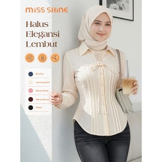 MISSSHINE Kiara Shirt Atasan Wanita Kekinian Kemeja Lengan Panjang Fitted Body Crinkle Korean Style
