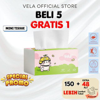 [BELI 5 GRATIS 1] Mini Tisu Vela 3 Ply – 198 Sheets | Tisu Serbaguna Tebal & Murah Harga Grosir | Cocok untuk Wajah, Mobil & Kebutuhan Harian • Promo • Bisa COD • Gratis Ongkir