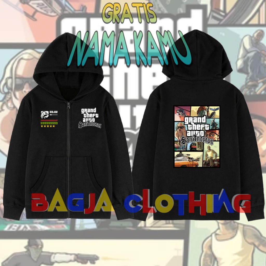 GTA San Andreas เสื้อฮู้ดมีซิปสําหรับเด็กผู้หญิง