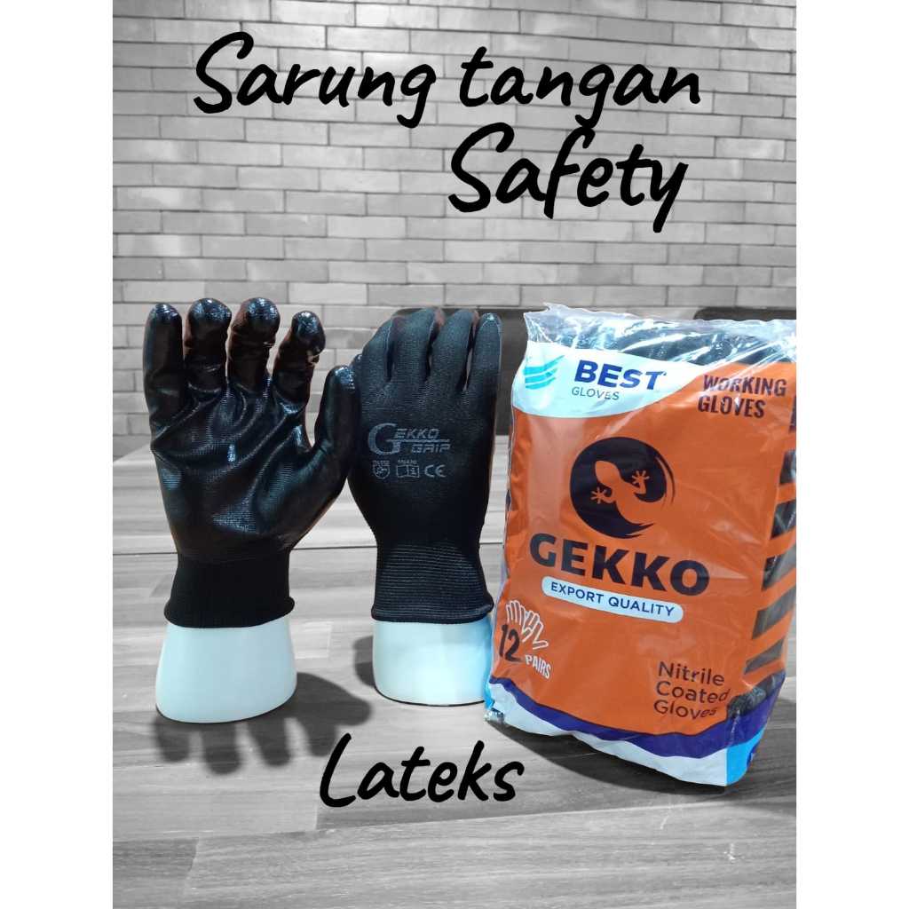 3 AIRS - GEKKO ถุงมือยางป้องกันการทํางานกันลื่นยืดหยุ่นหนา