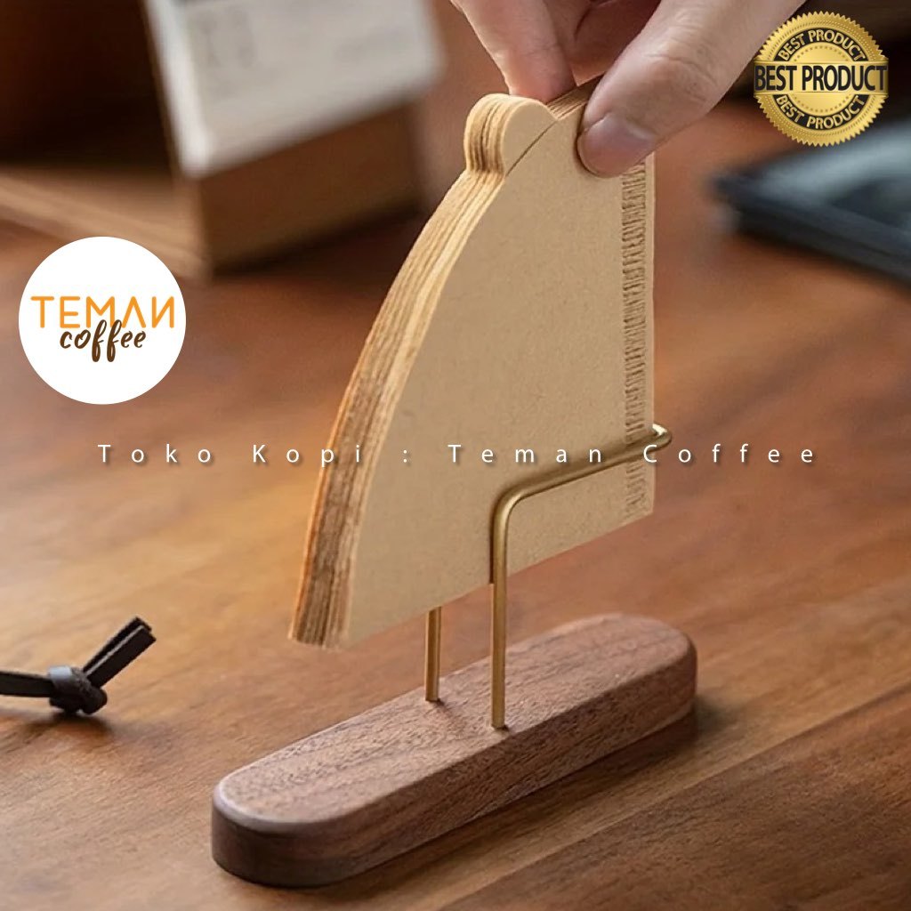 One Two Cups Coffee Filter Paper Holder Wood Filter Paper Holder - P-55 - สีน้ําตาล