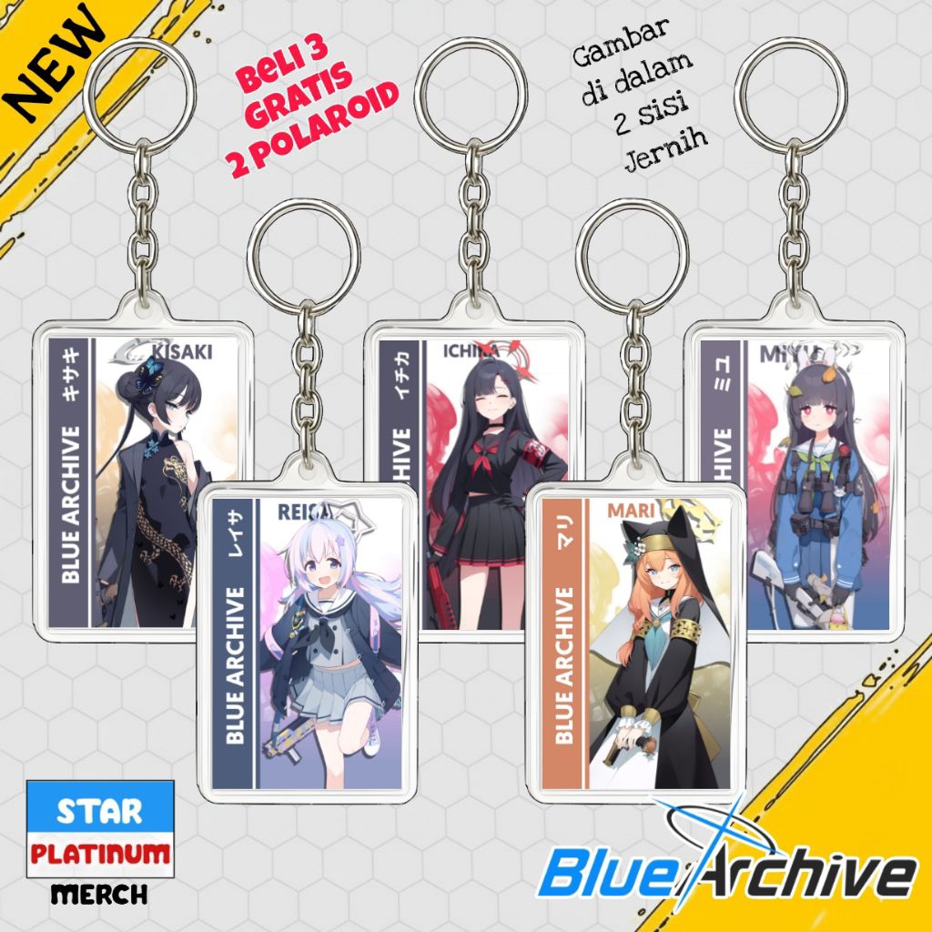 พวงกุญแจ GANTUNGAN Blue Archive - พวงกุญแจ Blue Archive - พวงกุญแจอะนิเมะเกม - พวงกุญแจ Reisa - Mari